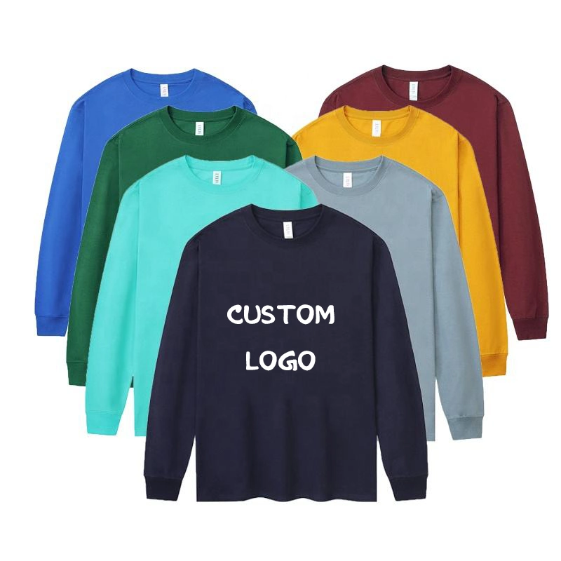 Mens French Terry Hoodies Sweatshirt Custom Logo Embroidery Blank Cotton Heavy Weight Unisex Oversized Crew Neck Crewneck Sweatshirt Men