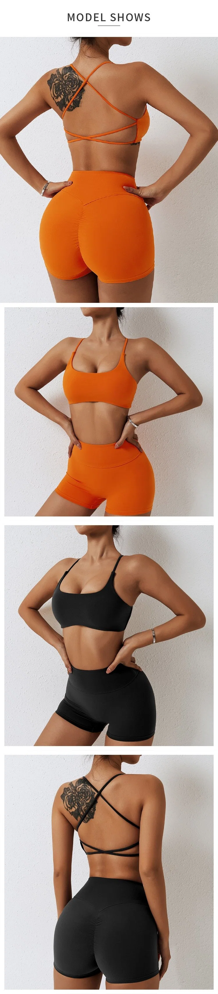 Superior New Fashion Spring Fitness Workout Activewear Running Gym Quick-Drying 2 Pieces Cross-Back Bra Seamless Shorts Leggings Sports Yoga Suit for Women