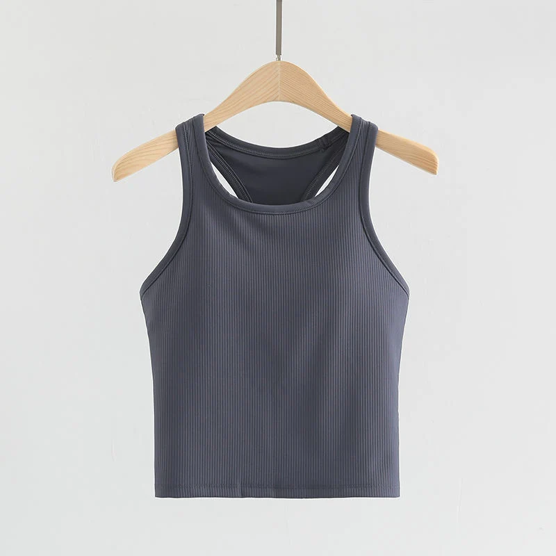 Women Summer Sleeveless Cropped Ribbed Running Quick Dry Super Soft Yoga Tank Tops