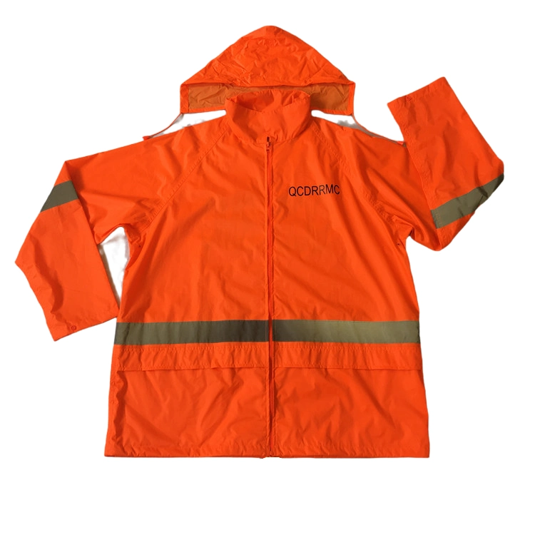 Printed Polyester/PVC Waterproof Hooded Jacket with Hood Raincoat Rainwear Rainsuit for Outside Outdoor Hi Vis Reflective High Visibility Rain Pants Trousers