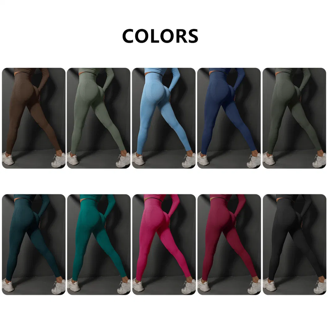 China Factory 2023 New Women Gym Workout Seamless Hip Lifting Training Tight Sports Running Pant Hip Raising Fitness Athletic Yoga Leggings