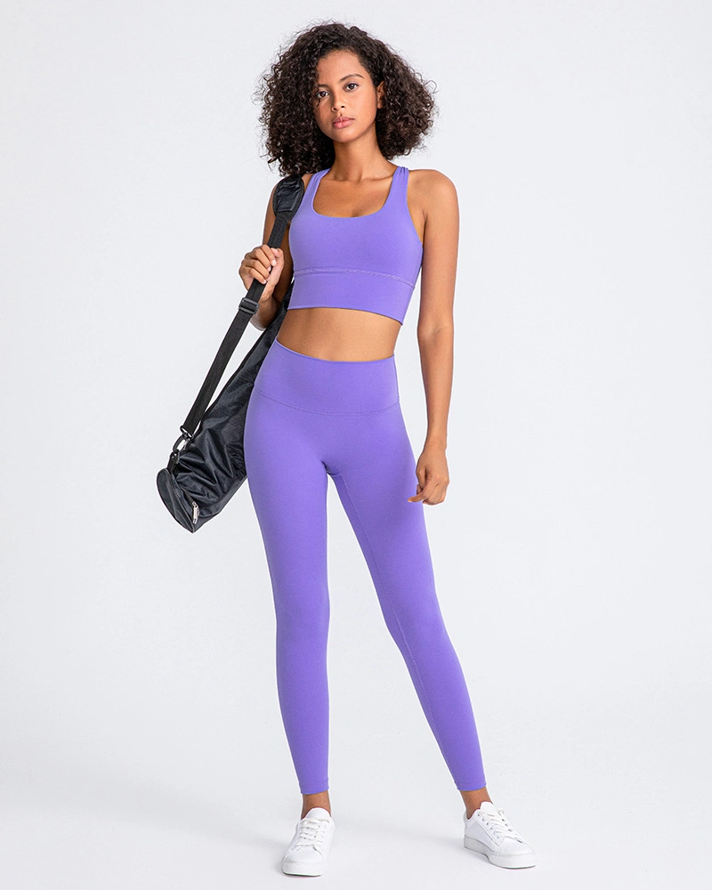 Hot Sale Customizable Logo Back Tie Cross High Impact Yoga Top Sports Bra for Women&prime; S