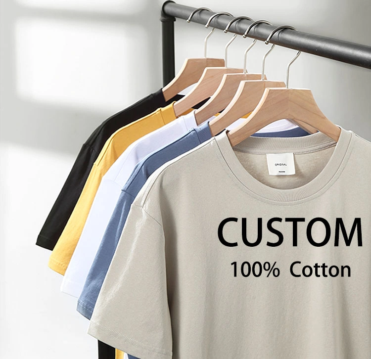 Wholesale Casual 100%Cotton Solid Color Blank O-Neck Heavy Weight T-Shirt Clothing Custom Printing Embroidery Logo T Shirt for Mens