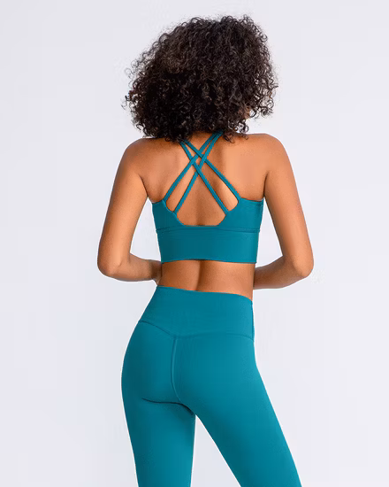 Hot Sale Customizable Logo Back Tie Cross High Impact Yoga Top Sports Bra for Women′ S