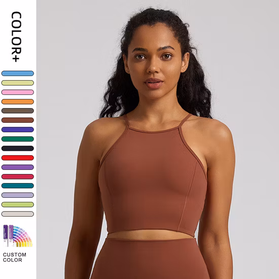 Lulu Fashion Woman′s Sleeveless Crewneck Yoga Tops Buttery Soft Crossover Strapy Sexy Breathable Cami Fitness Workout Cropped Tank Tops